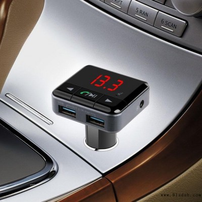 车载mp3播放器 蓝牙免提MP3 FM发射 双USB车充 APP控制 BC12B