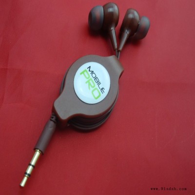 耳机工厂专业生产伸缩线3.5mm立体声耳机 可拉伸1.2米MP3电脑耳机