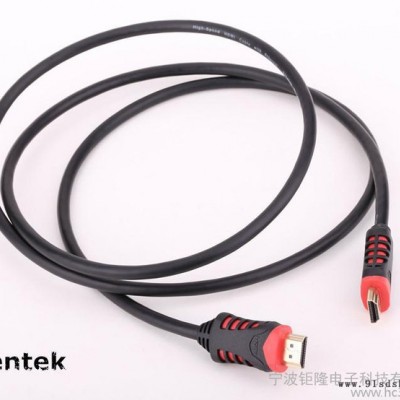 HENTEK JL-J29 HDMI高清视频连接线 音视频线 镀金头 黑色+红色双色注塑 13.8Gbps高速传输
