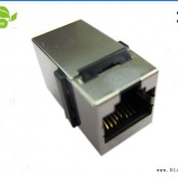 带屏蔽卡钩式直通CAT5E连接器扁针镀金6U