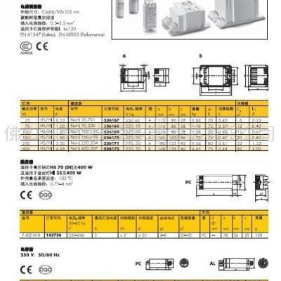 供应VS金卤灯镇流器，VS电容