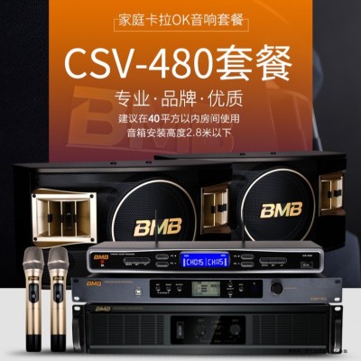 BMB 全套卡拉OK音响 10寸 CSV-480套装 DAD功放 家用ktv音箱 无线话筒 点歌机