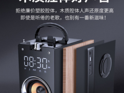 蓝牙音箱手提户外运动遥控广场舞点歌音响语音收音机木质箱体影响图3
