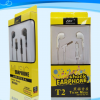 厂家新款品牌线控调音耳机GH T2弯头耳塞式适用安卓3.5手机耳机