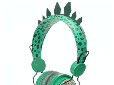 生产厂家代发通话录音听歌切换歌选择绿色恐龙头戴有线耳机