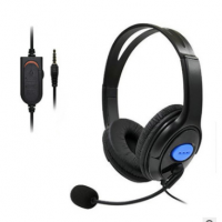 3.5mm直插型头戴式有线耳机蓝色 PC电脑电竞游戏音乐耳机带耳麦