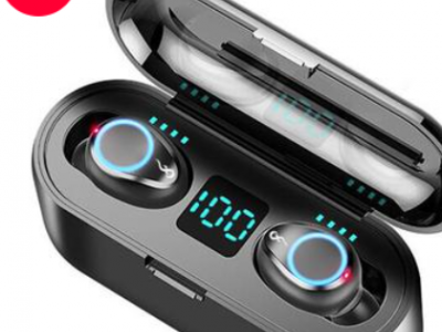 跨境新款TWS呼吸灯蓝牙耳机蓝牙5.0入耳式充电F9-5双耳触控数显