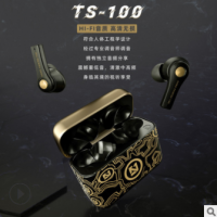 亚马逊新款TS100无线蓝牙耳机tws双耳运动跑步耳机涂鸦耳麦工厂