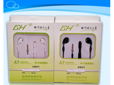 GH厂家批发A7运动音乐耳机平耳线控智能调音耳机立体声耳机