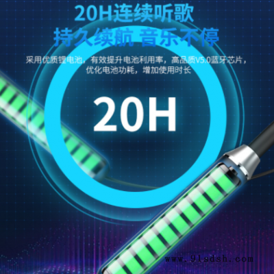 新款私模颈挂式蓝牙耳机 四喇叭动圈运动跑步5.0无线蓝牙耳机批发图3